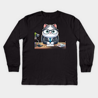 The Cute Cat Boss Compendium: A Treasury of Feline Funnies Kids Long Sleeve T-Shirt